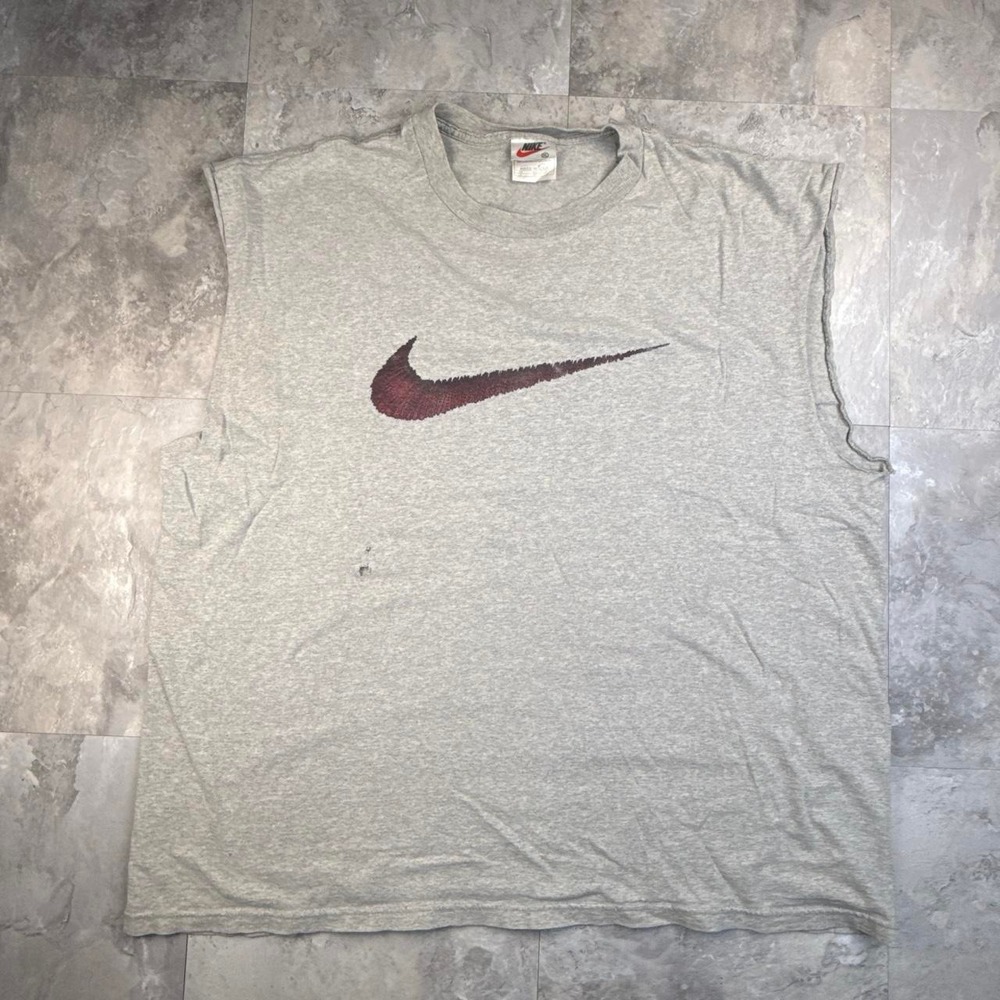 Vintage Grey Nike Big Swoosh Graphic Tank Top XL